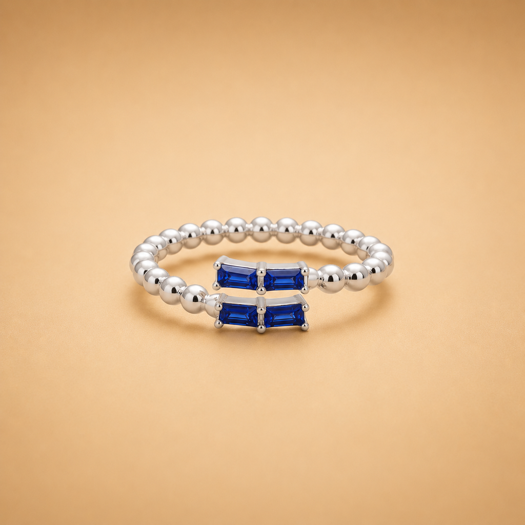 LB52676S Sapphire Beaded Ring