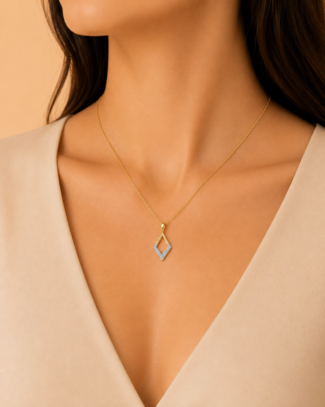GEOMETRIC OPEN DIAMOND PENDANT - ABO999