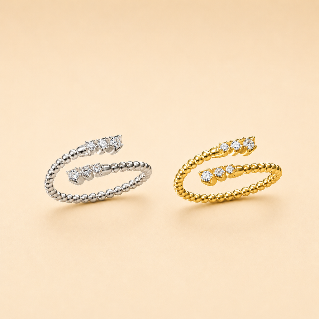 Diamond Beaded Bypass Ring  #LR55573Y