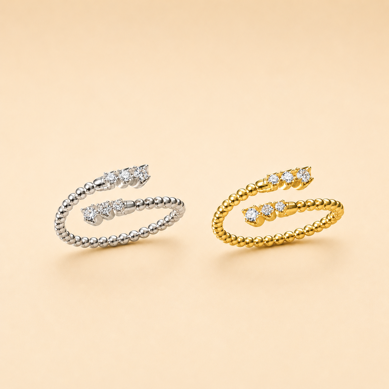 Diamond Beaded Bypass Ring  #LR55573Y