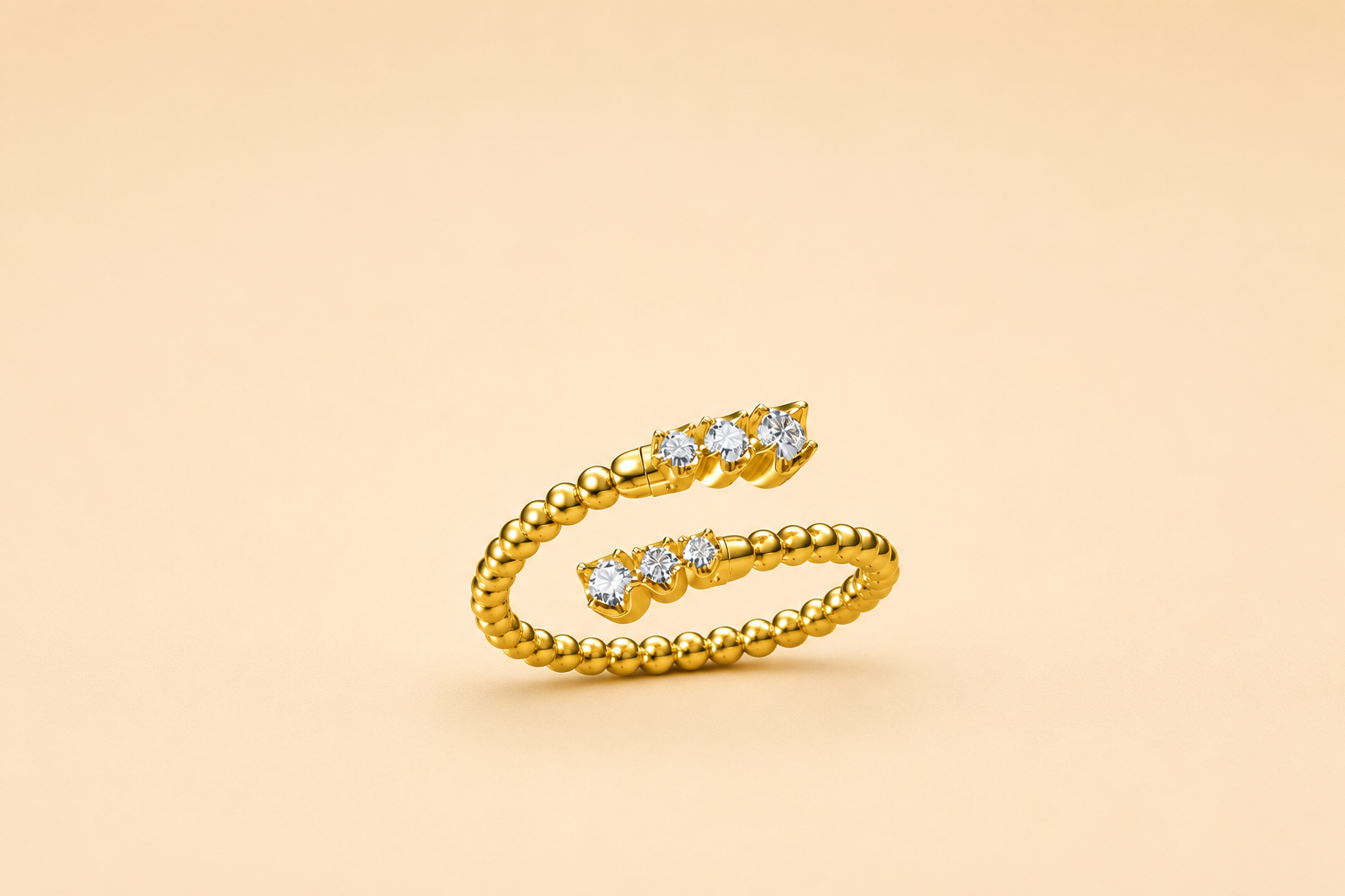 Diamond Beaded Bypass Ring  #LR55573Y