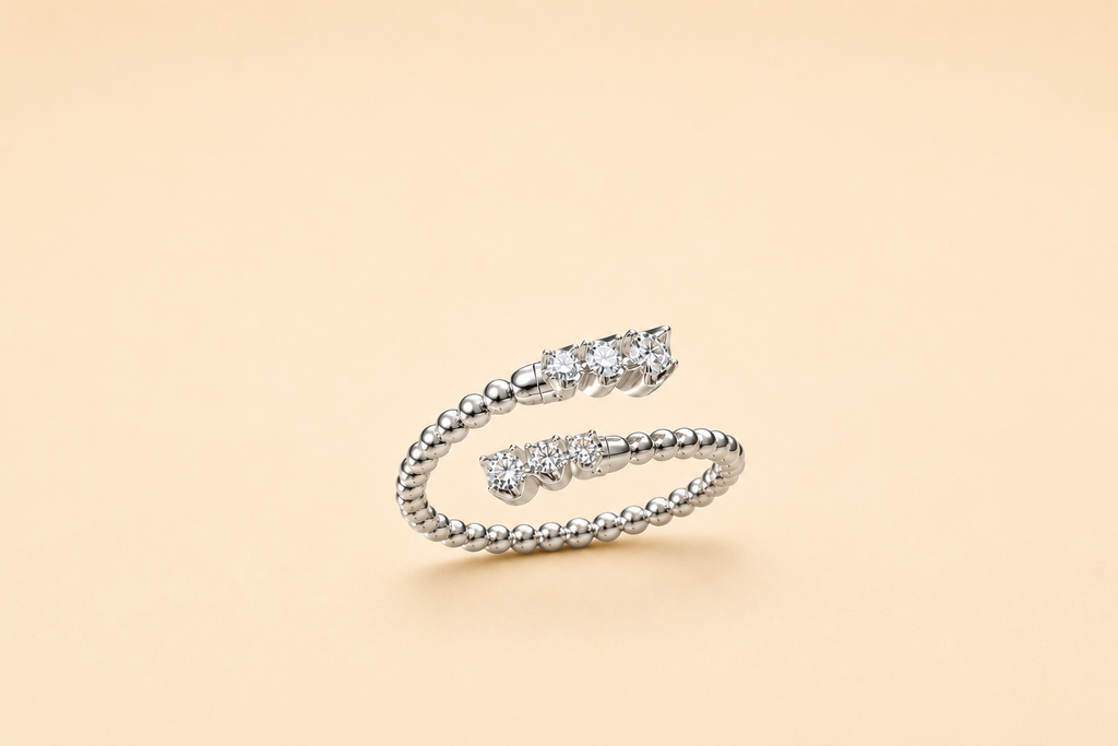 Diamond Beaded Bypass Ring  #LR55573Y
