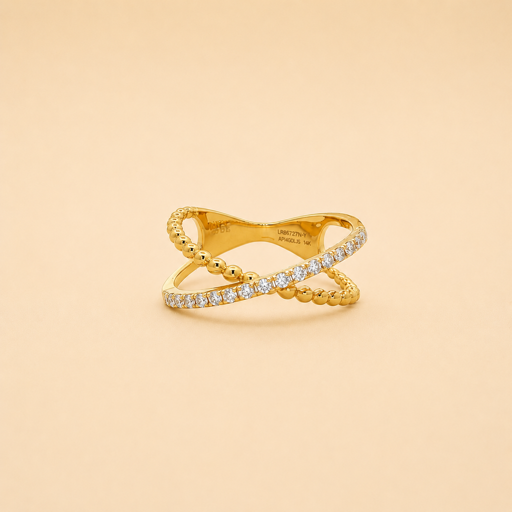 LR65727WY Diamond Crisscross Ring