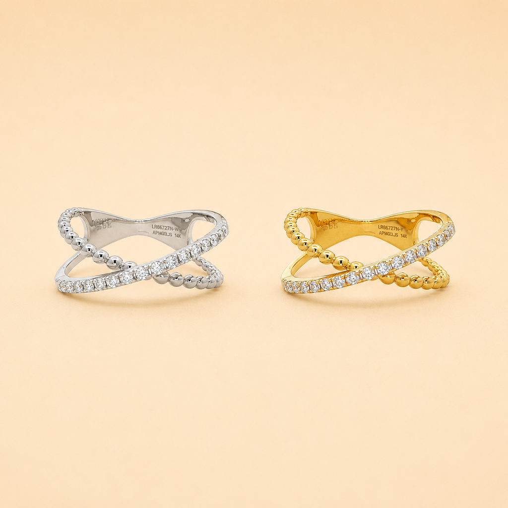 LR65727WY Diamond Crisscross Ring