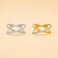 LR65727WY Diamond Crisscross Ring