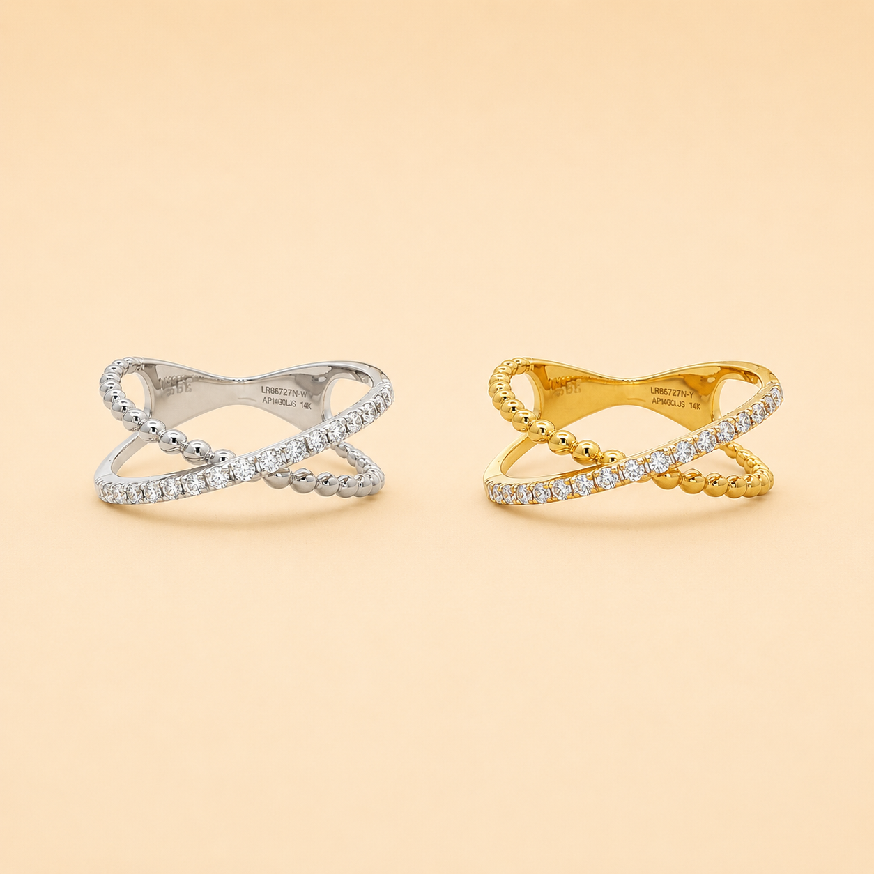 LR65727WY Diamond Crisscross Ring