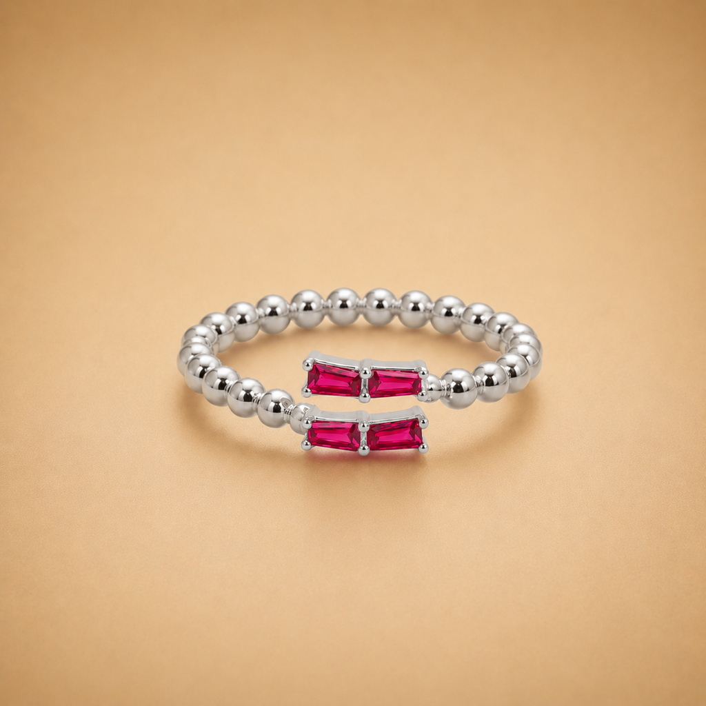 Ruby Beaded Ring   #LB52676R
