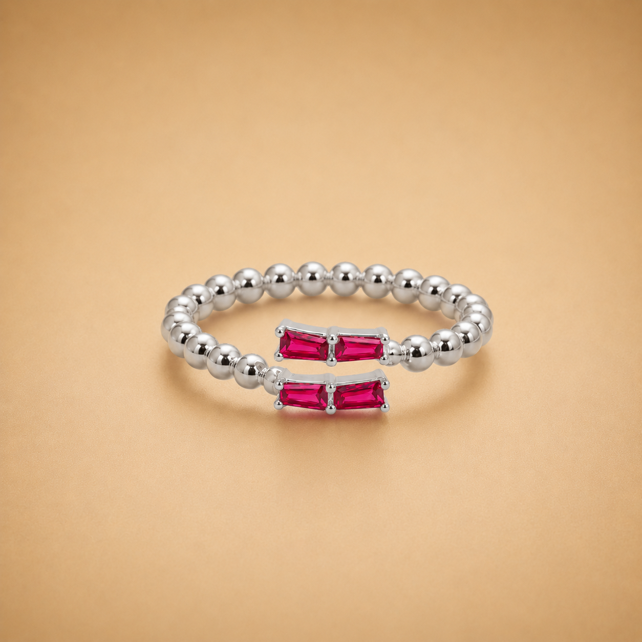 Ruby Beaded Ring   #LB52676R