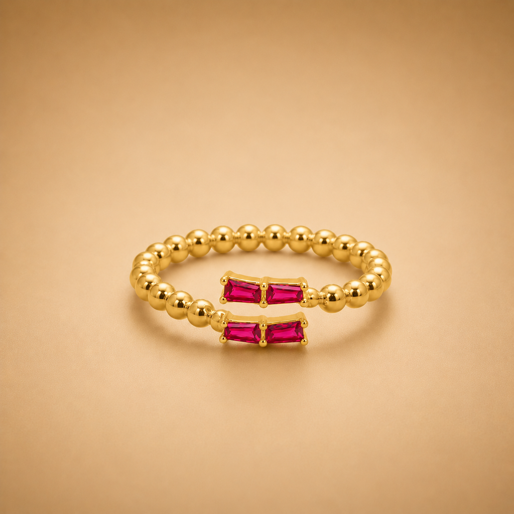 Ruby Beaded Ring   #LB52676R