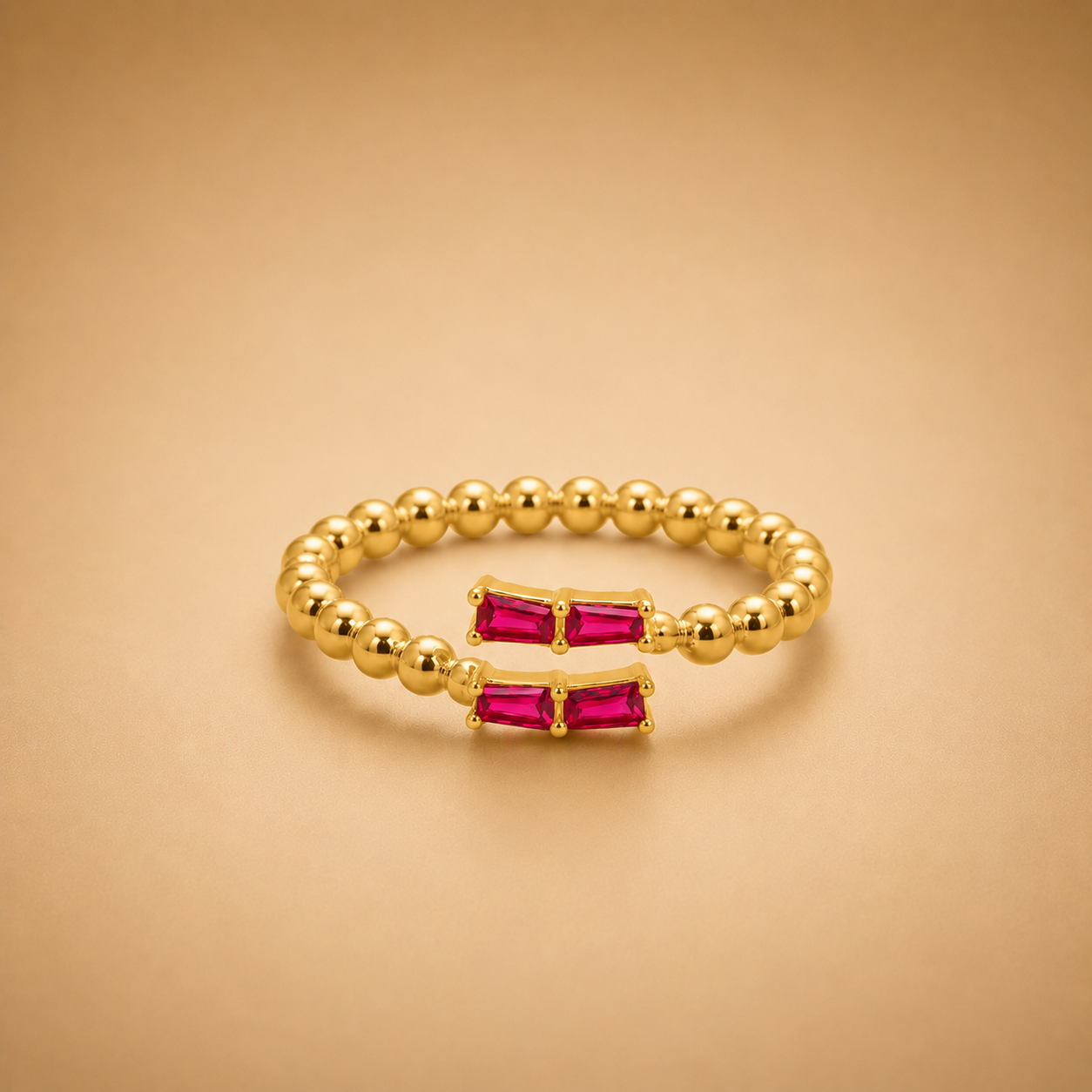 Ruby Beaded Ring   #LB52676R