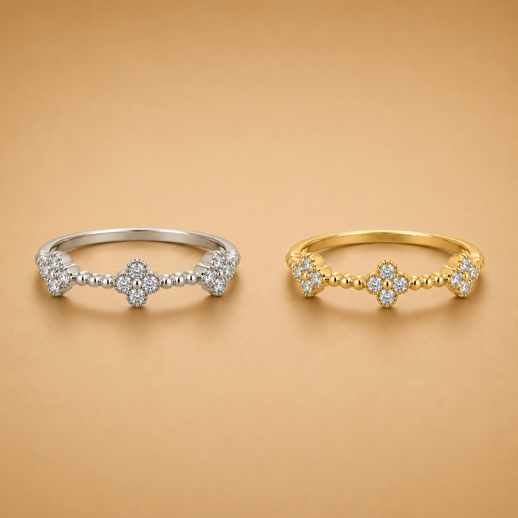 LR65750Y Diamond Floral Station Ring