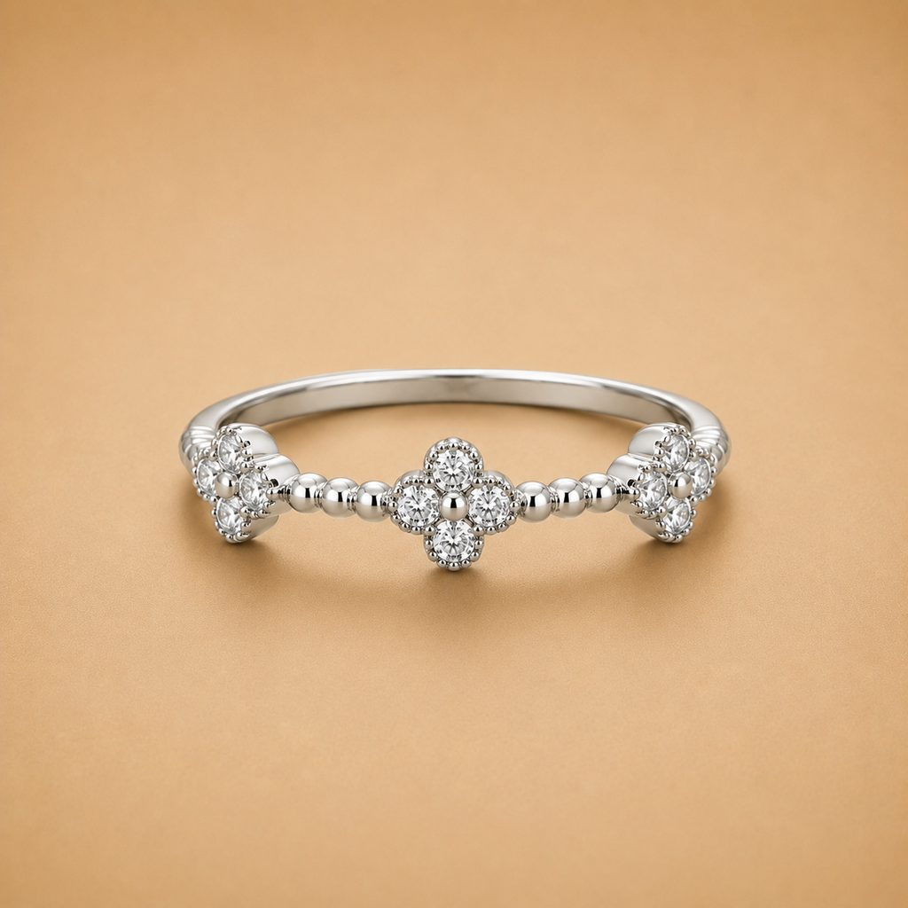 LR65750Y Diamond Floral Station Ring