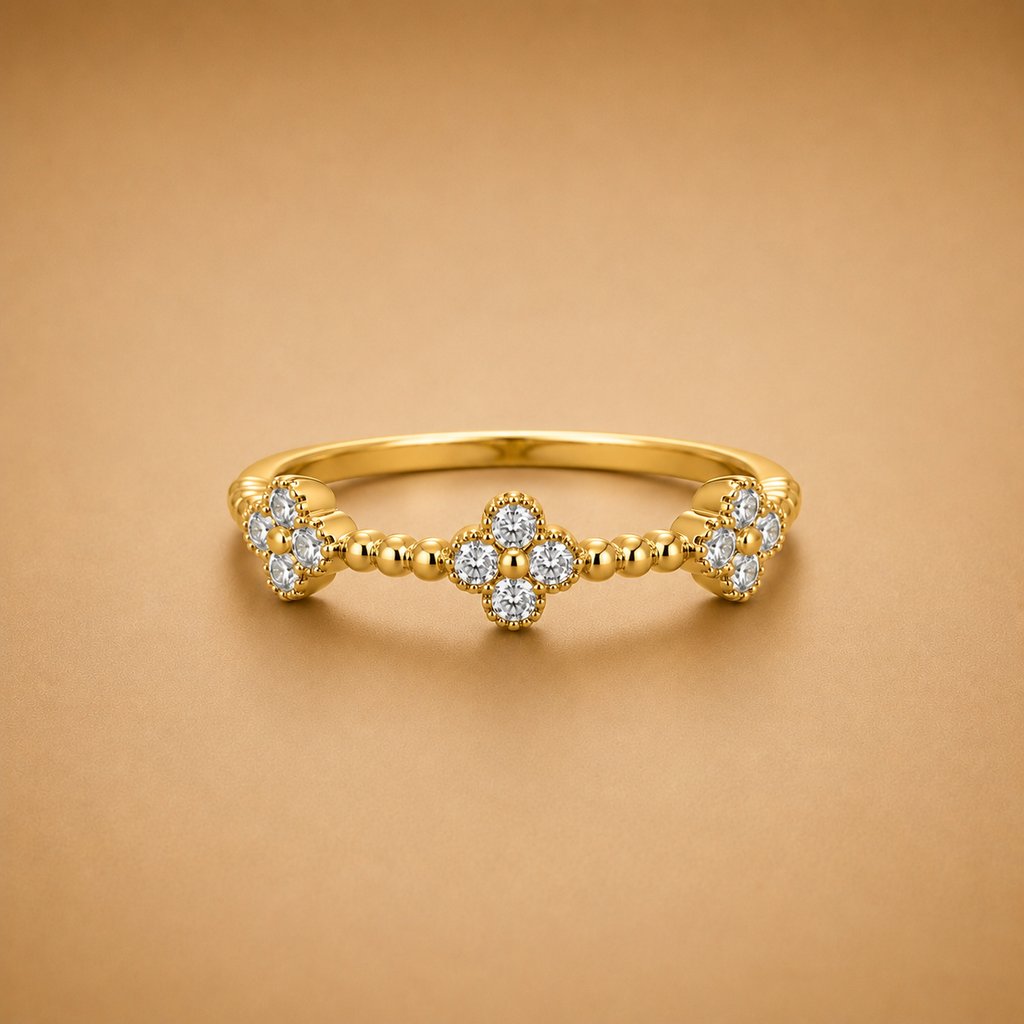 LR65750Y Diamond Floral Station Ring