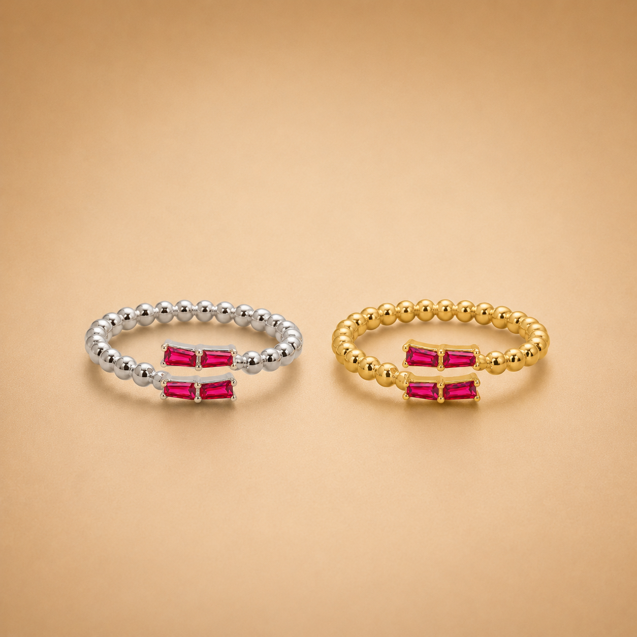 Ruby Beaded Ring   #LB52676R