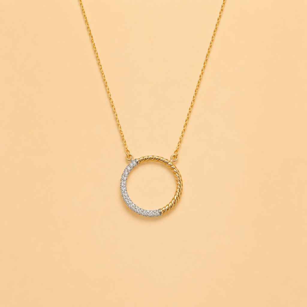 TWISTED DIAMOND CIRCLE NECKLACE - NR60600WY-46