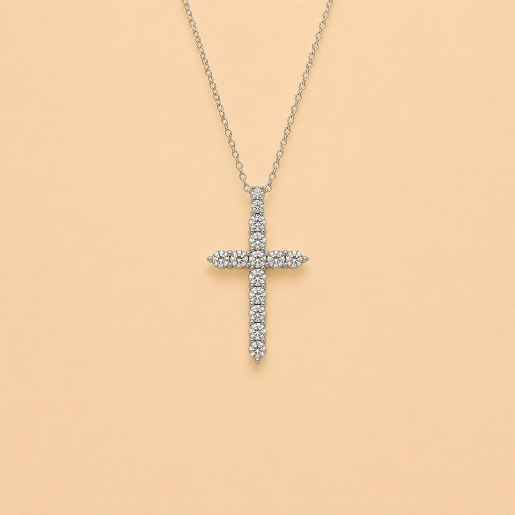 ROUND DIAMOND CROSS PENDANT - SR0439Y12