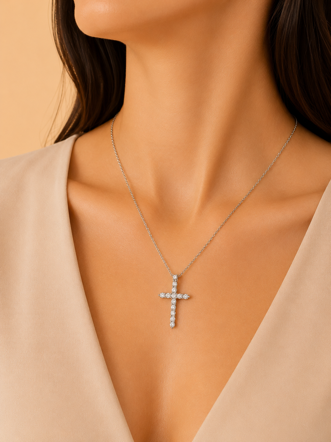 ROUND DIAMOND CROSS PENDANT - SR0439Y12