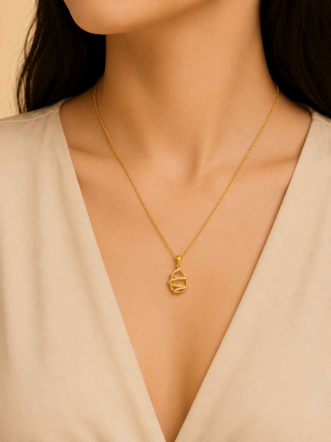 MODERN OPEN DIAMOND TEARDROP PENDANT - SR62617Y-46
