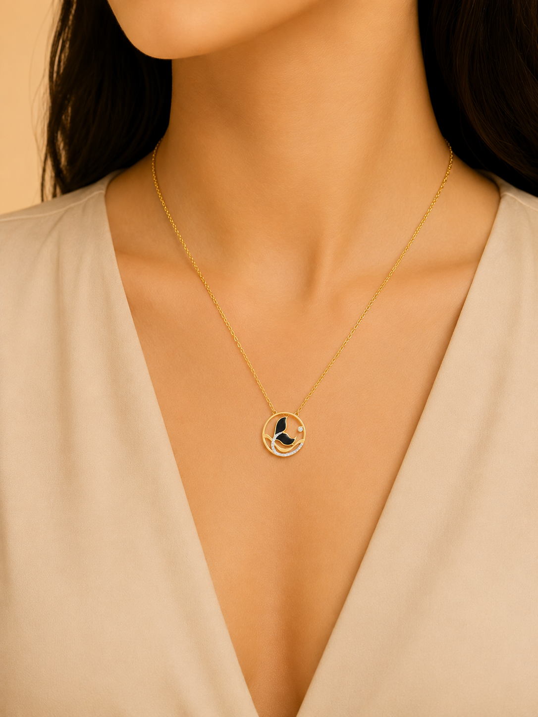 ONYX FLORAL CIRCLE DIAMOND PENDANT - SY50909YX-75