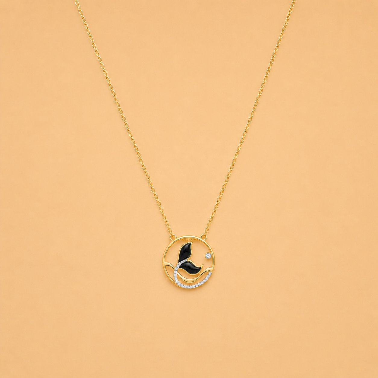 ONYX FLORAL CIRCLE DIAMOND PENDANT - SY50909YX-75