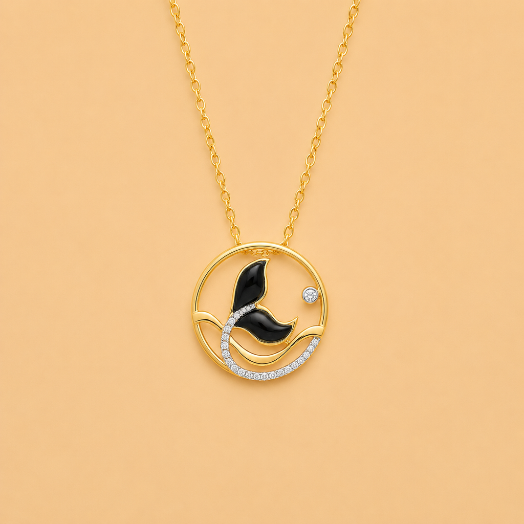 ONYX FLORAL CIRCLE DIAMOND PENDANT - SY50909YX-75