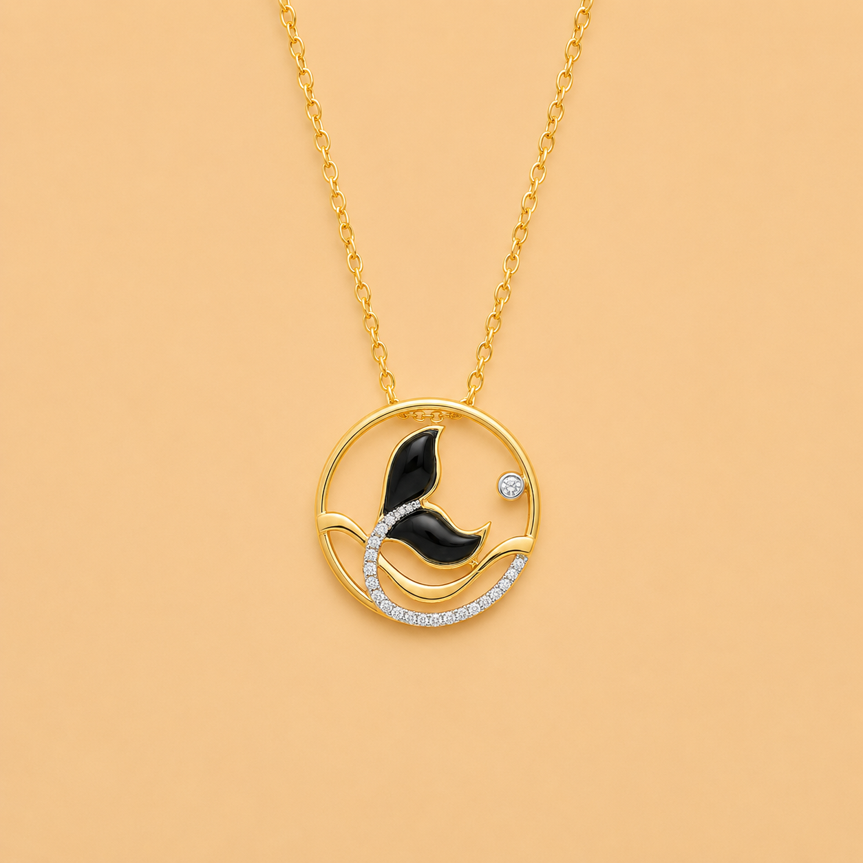 ONYX FLORAL CIRCLE DIAMOND PENDANT - SY50909YX-75