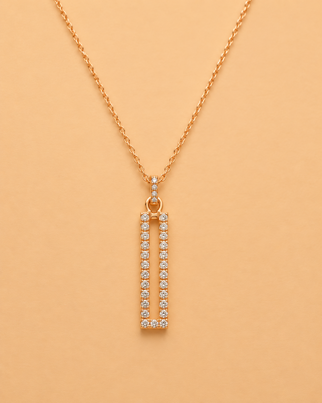 DOUBLE BAR DIAMOND DROP NECKLACE - ABC614