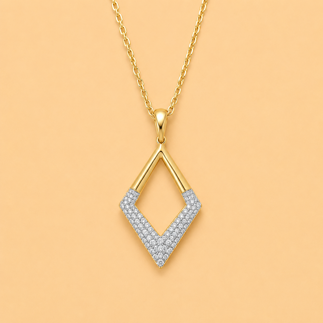 GEOMETRIC OPEN DIAMOND PENDANT - ABO999