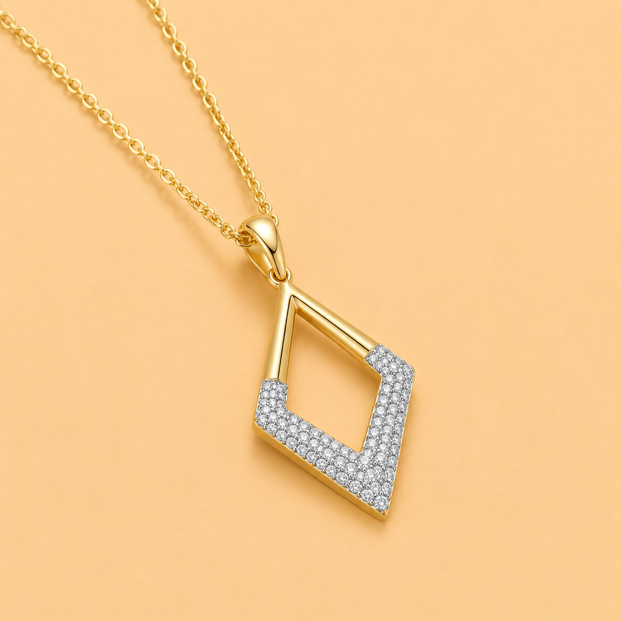 GEOMETRIC OPEN DIAMOND PENDANT - ABO999