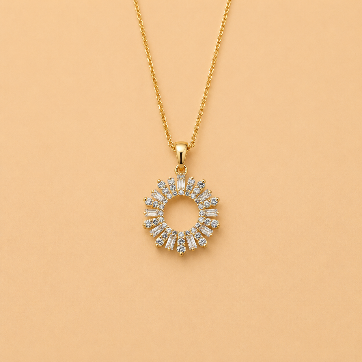 BAGUETTE DIAMOND SUNBURST PENDANT - ABL464