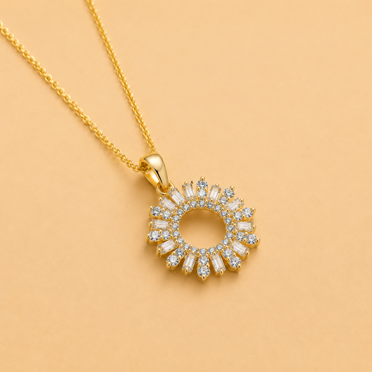 BAGUETTE DIAMOND SUNBURST PENDANT - ABL464