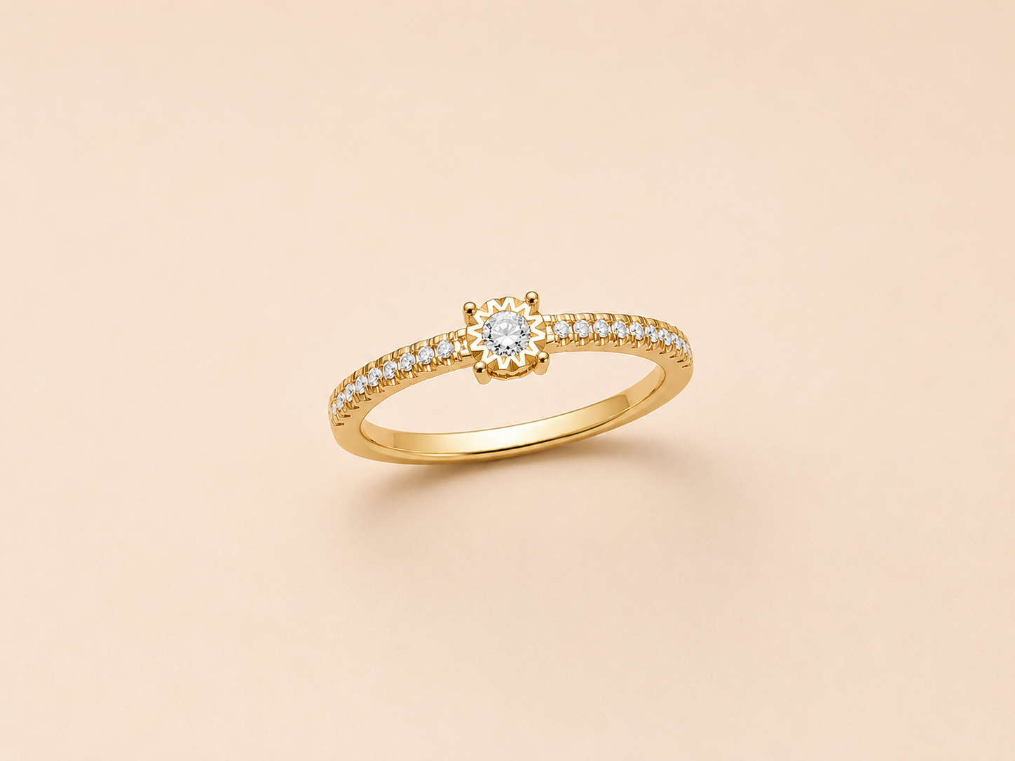 R0361MW-42 Diamond Center Ring