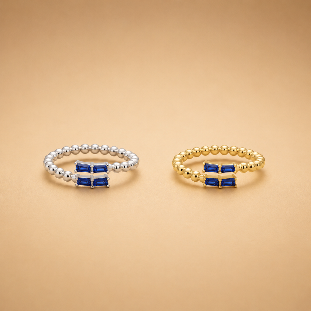 LB52676S Sapphire Beaded Ring