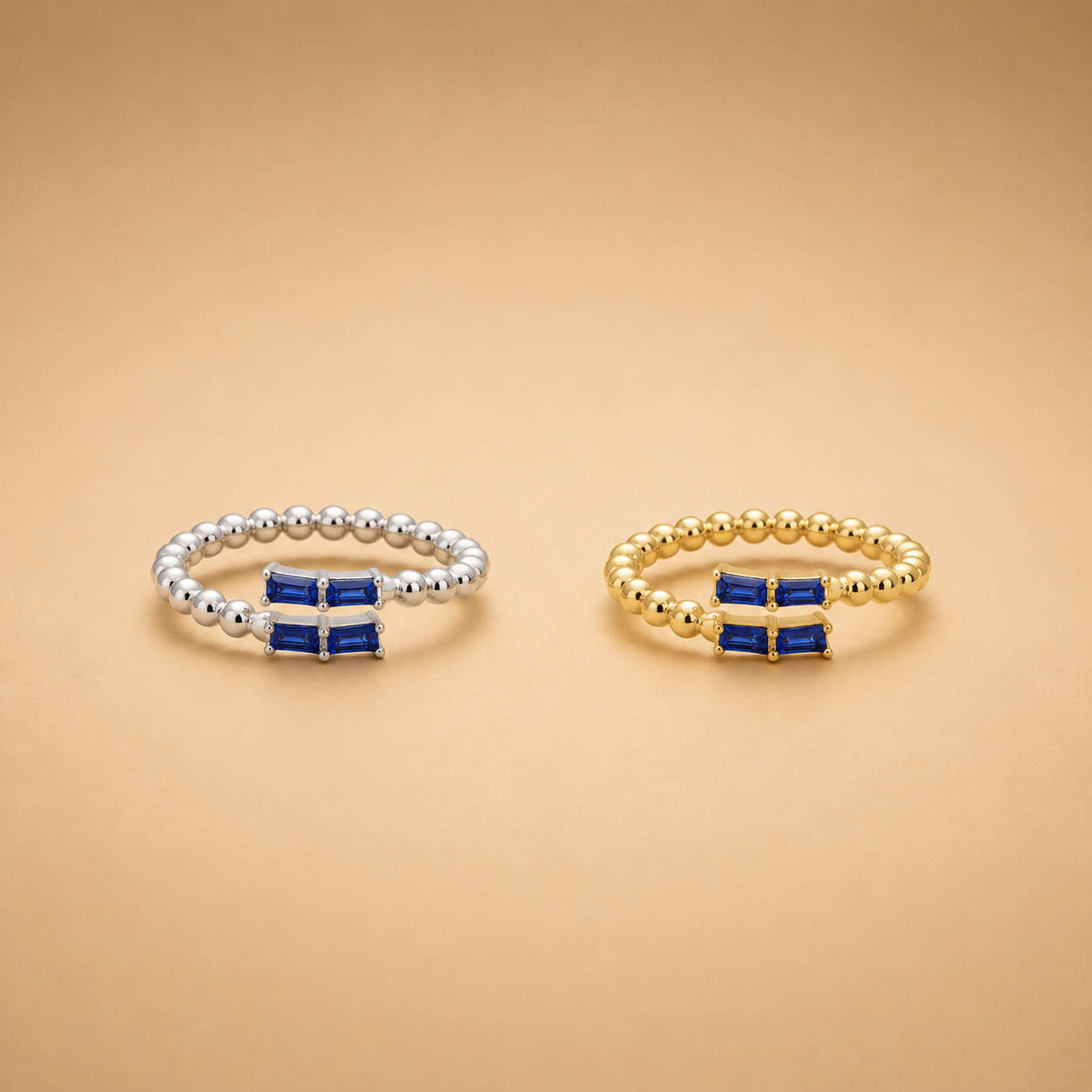 LB52676S Sapphire Beaded Ring