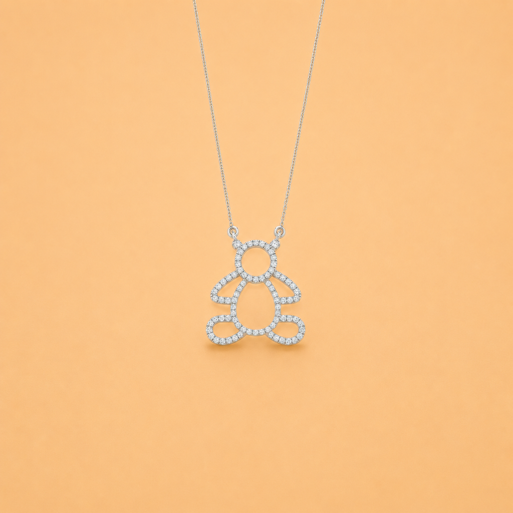 DIAMOND TEDDY BEAR NECKLACE - N0158W