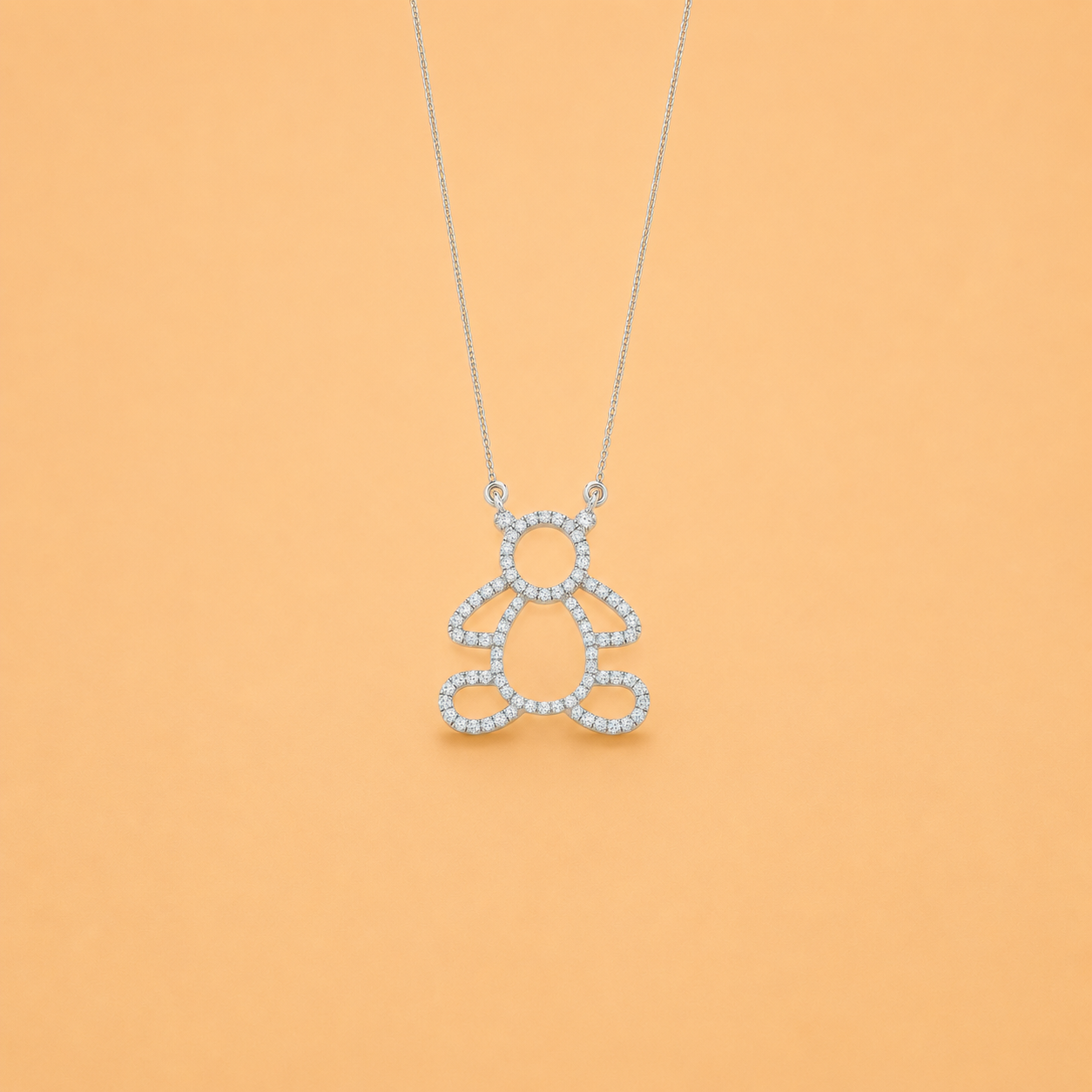 DIAMOND TEDDY BEAR NECKLACE - N0158W
